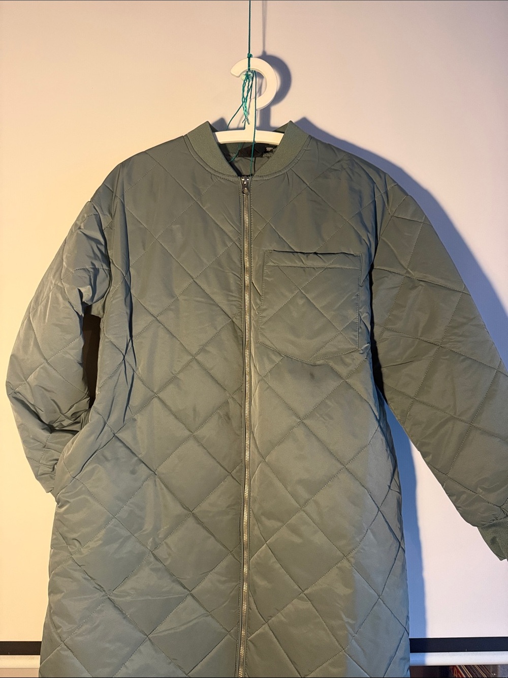 Vero Moda Quilted Long Puffer Coat in Sage Green